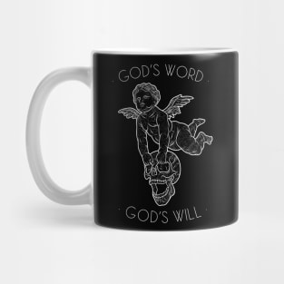 God’s word god’s will angel skull quote design Mug